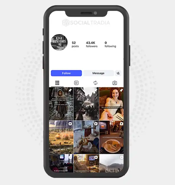 Instagram account ViralAIiHistory (43.4k Followers)
