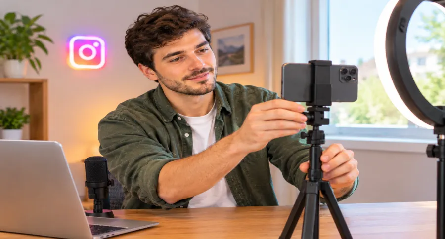 A man setting up his camera
