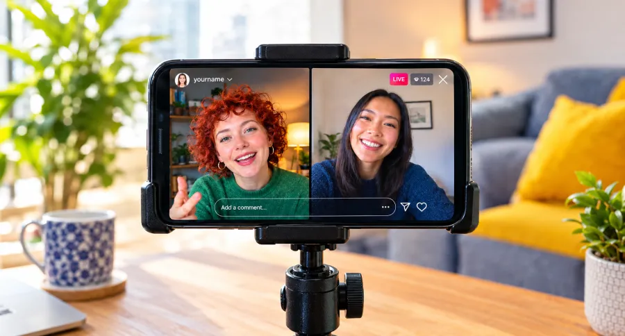 two people sharing an Instagram live broadcast