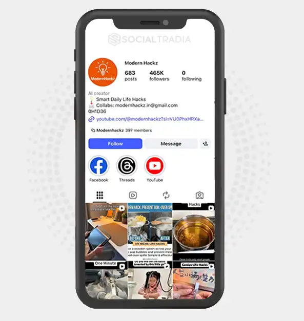 Instagram account ModernHackz (455k Followers)