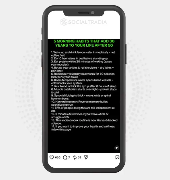 Instagram account Timeless Health (81.5k Followers)